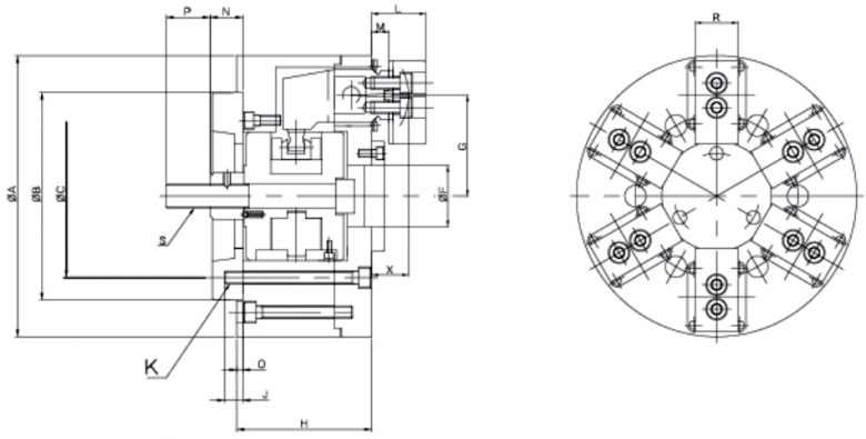 六爪杠桿動力卡盤圖紙