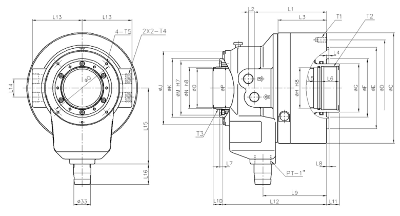 瑞巖大通孔回轉(zhuǎn)油缸圖紙