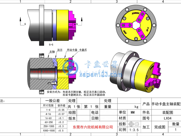 車床主軸安裝常見的卡盤夾具結構示意圖