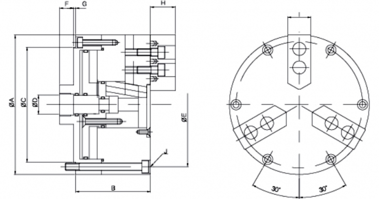 瑞巖三爪氣動卡盤圖紙