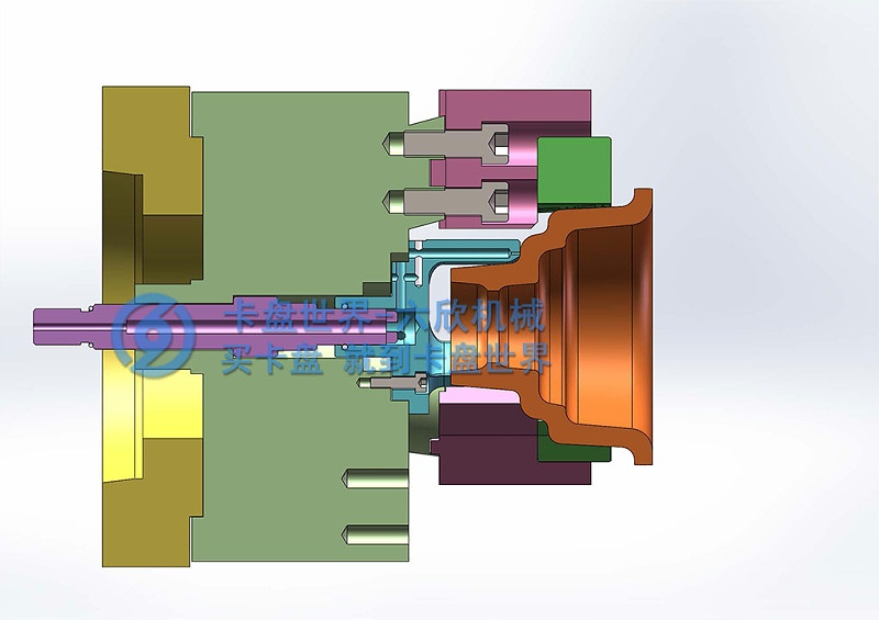 喇叭形工件后拉卡盤夾持方案